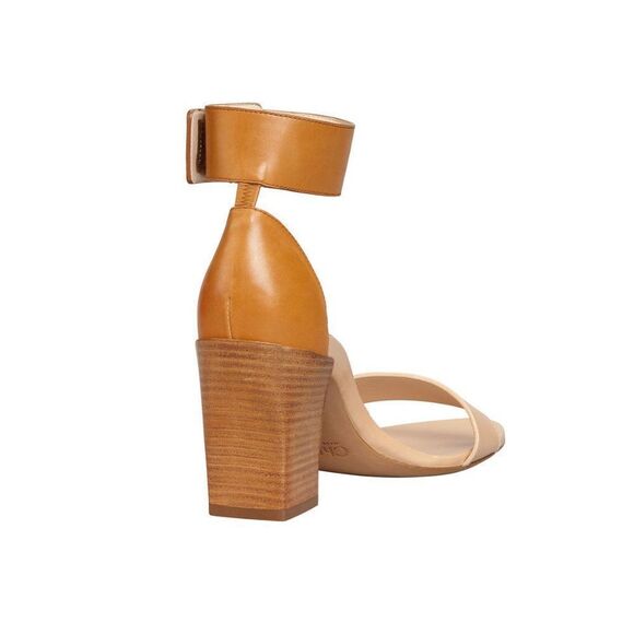 Chloe Sz. 9.5 Stacked-Heel Ankle-Wrap Sandal in Teak/Apricot Quite Luxury - Picture 4 of 17